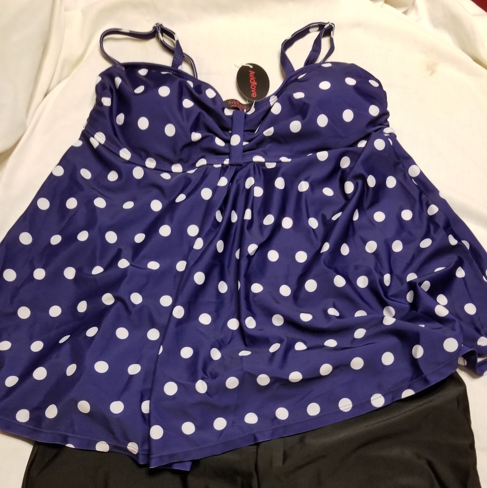 - NwT swim tankini swim dress xxl boy short swim plus size - Picture 7 of 12